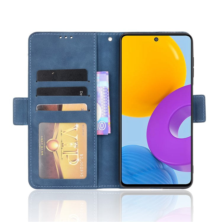Ultra-thin Phone Case Multiple Card Slot Design TPU+PU Leather Wallet Cover Protector for Samsung Galaxy M52 5G - Blue