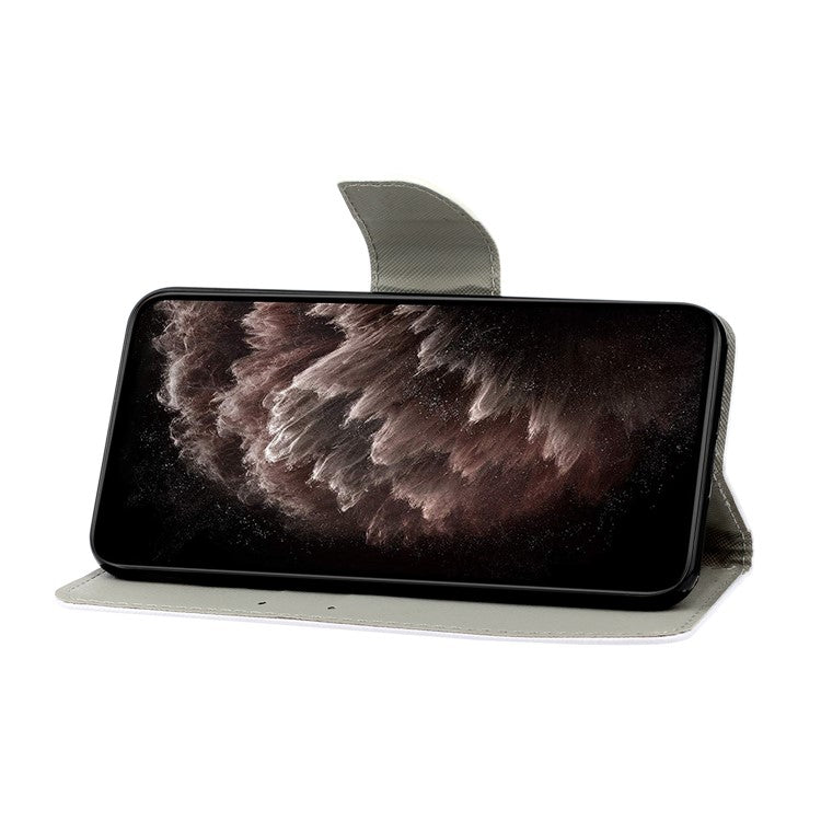 Cross Texture Pattern Printing All-round Protection Leather Phone Case Stand Wallet Shell with Hand Strap for Samsung Galaxy S22+ 5G - Purple Butterfly