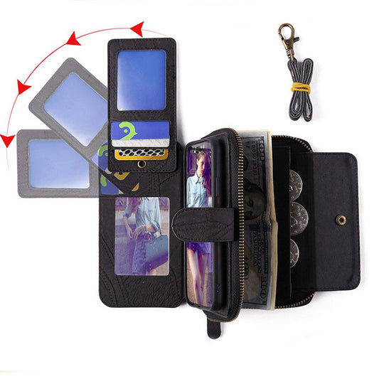MEGSHI 004 Series For Samsung Galaxy S20 Ultra Magnetic Detachable Stand Design Zipper Pocket Shockproof PU Leather TPU Wallet Cover - Black