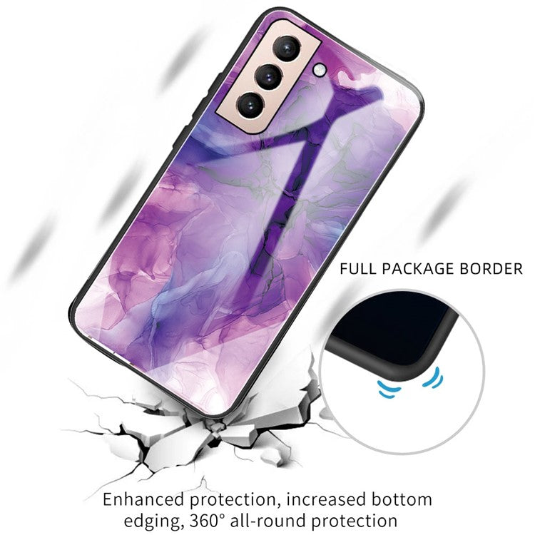 Marble Pattern Tempered Glass + TPU 360-degree Protection Anti-fall Phone Case Cover for Samsung Galaxy S22 5G - Style F