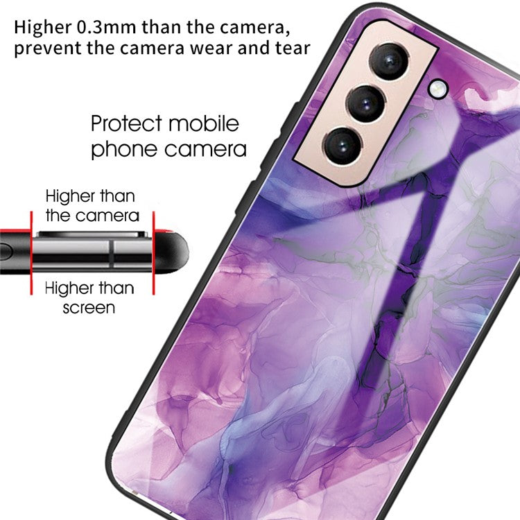 Marble Pattern Tempered Glass + TPU 360-degree Protection Anti-fall Phone Case Cover for Samsung Galaxy S22 5G - Style F