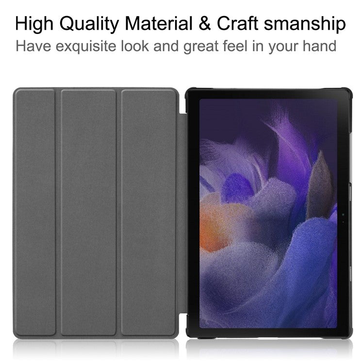 For Samsung Galaxy Tab A8 10.5 (2021) / A8 10.5 (2022) Trifold Stand PU Leather Hard PC Inner Shockproof Protective Tablet Cover - Red