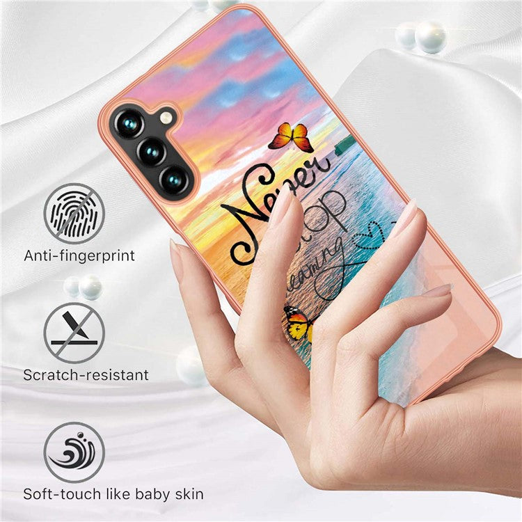 Marble Design Soft Touch IMD IML Electroplating Anti-scratch Flexible TPU Phone Cover for Samsung Galaxy A13 5G / A04s 4G (164.7 x 76.7 x 9.1 mm) - Never Stop Dreaming