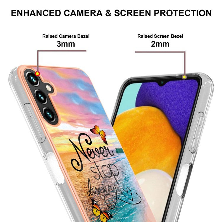 Marble Design Soft Touch IMD IML Electroplating Anti-scratch Flexible TPU Phone Cover for Samsung Galaxy A13 5G / A04s 4G (164.7 x 76.7 x 9.1 mm) - Never Stop Dreaming