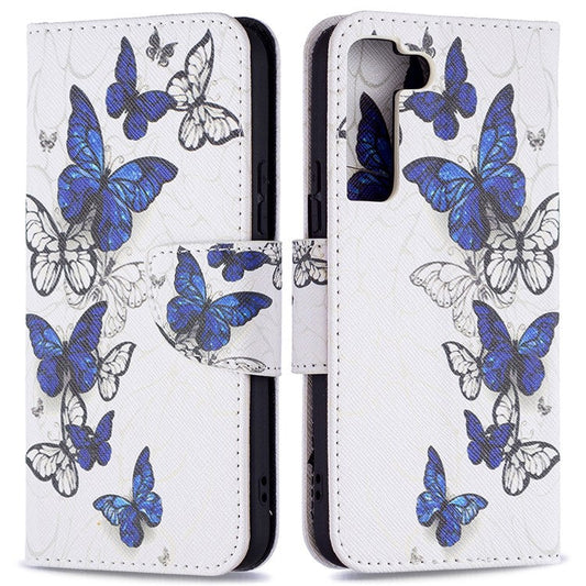 Pattern Printing PU Leather Flip Case Stand Magnetic Closure Protective Wallet Phone Cover for Samsung Galaxy S22 5G - Butterflies