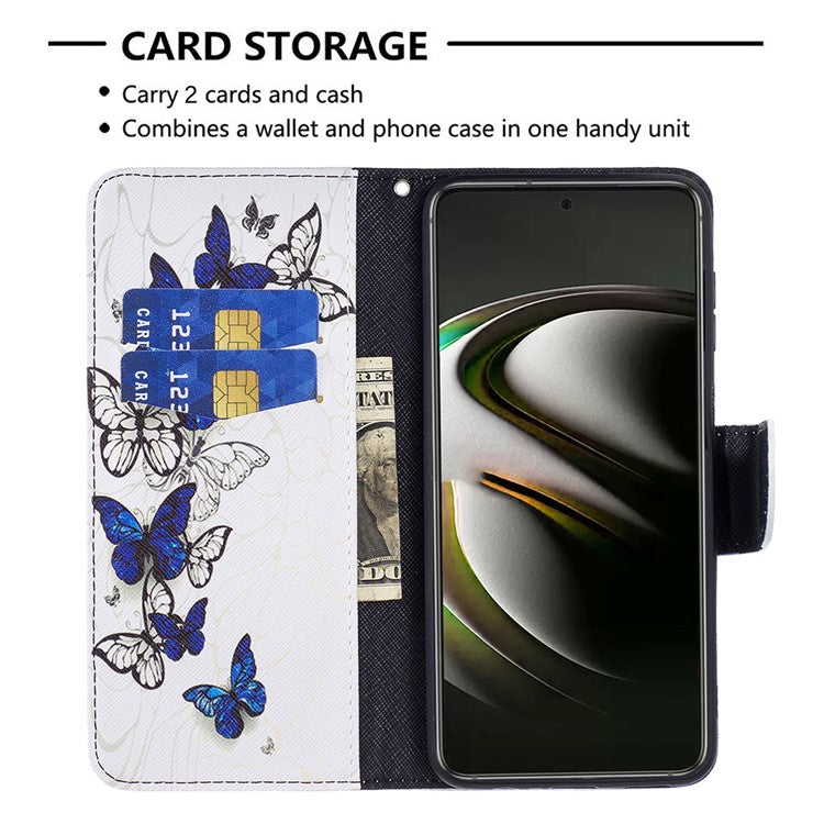 Pattern Printing PU Leather Flip Case Stand Magnetic Closure Protective Wallet Phone Cover for Samsung Galaxy S22 5G - Butterflies