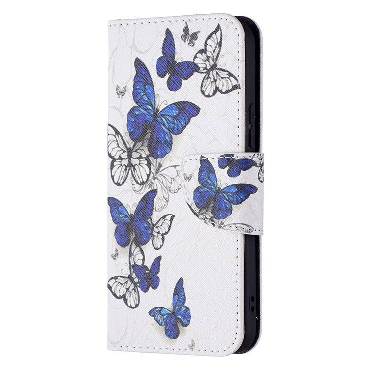 Pattern Printing PU Leather Flip Case Stand Magnetic Closure Protective Wallet Phone Cover for Samsung Galaxy S22 5G - Butterflies