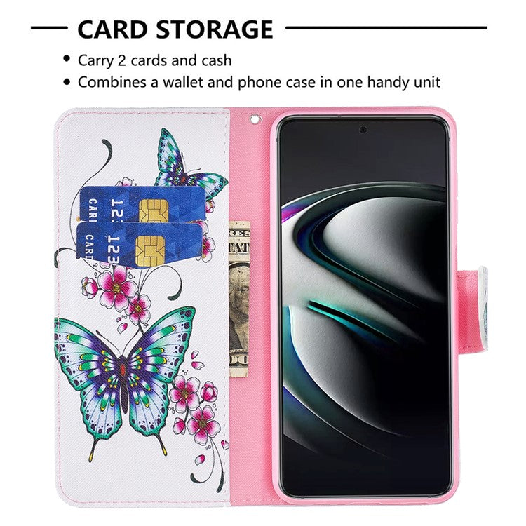 Pattern Printing PU Leather Flip Magnetic Cover Wallet Stand All-Round Protective Case for Samsung Galaxy S22+ 5G - Peach Blossom and Flower