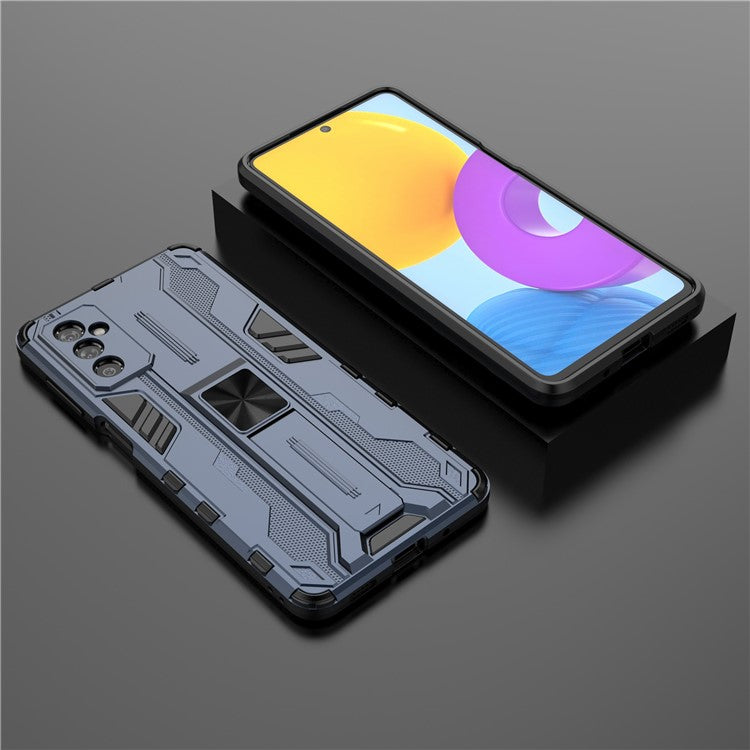 Hard PC + Soft TPU Hybrid Case Mobile Phone Cover with Kickstand for Samsung Galaxy M52 5G - Blue