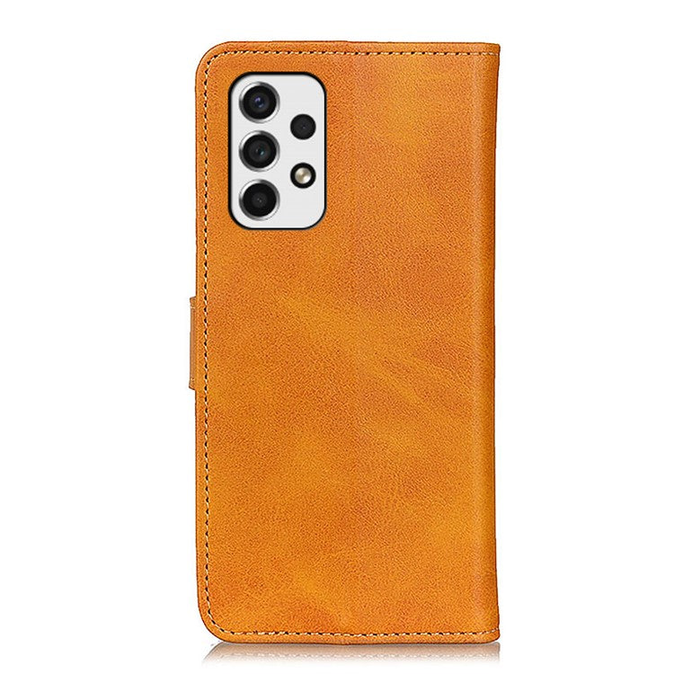 Folio Flip Stand PU Leather Wallet Shockproof TPU Inner Shell Protective Cover for Samsung Galaxy A53 5G - Brown