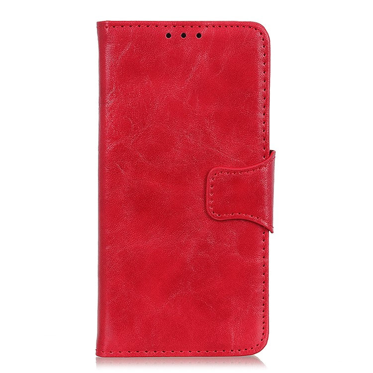 Crazy Horse Texture Split Leather Phone Cover Stand Shell with Wallet for Samsung Galaxy A53 5G - Red