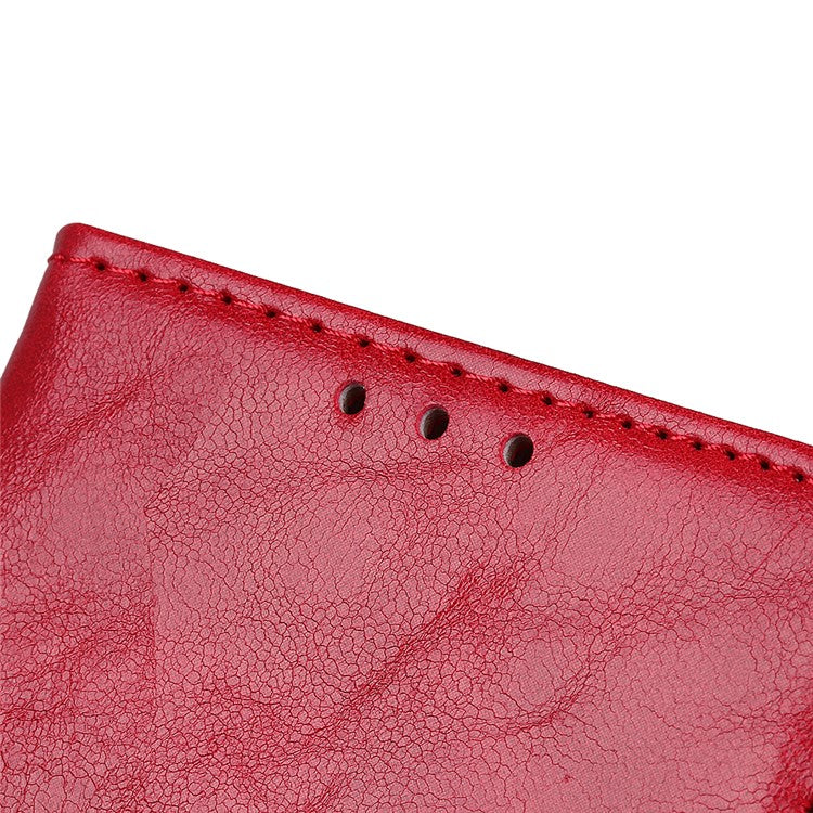 Crazy Horse Texture Split Leather Phone Cover Stand Shell with Wallet for Samsung Galaxy A53 5G - Red