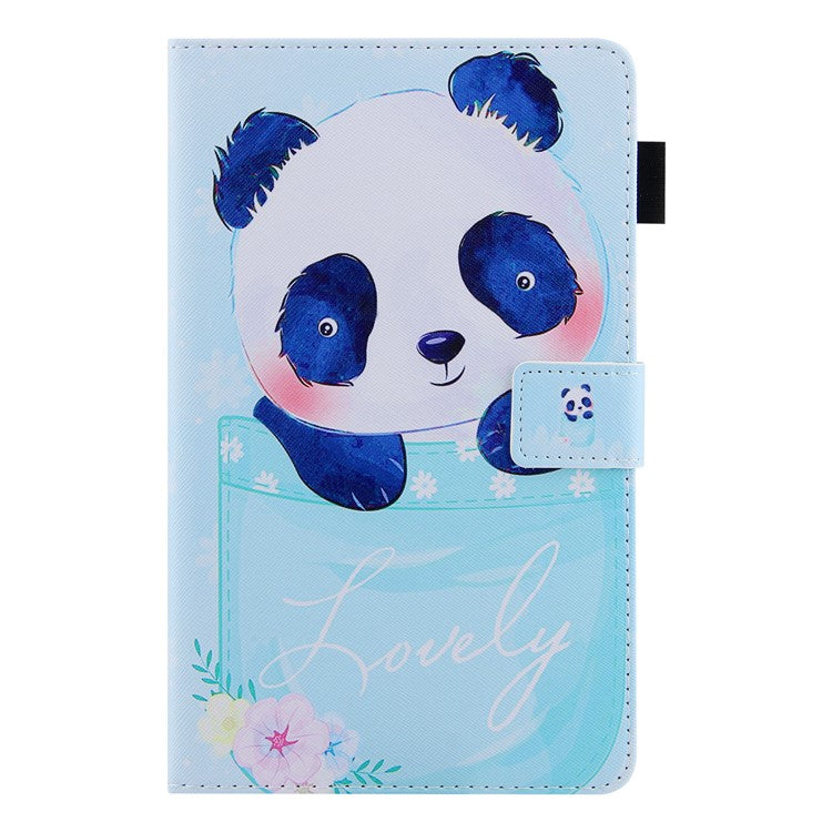 Pattern Printing Card Slots PU Leather Tablet Case for Samsung Galaxy Tab A8 10.5 (2021) SM-X200 X205 / A8 10.5 (2022) - Cup and Panda