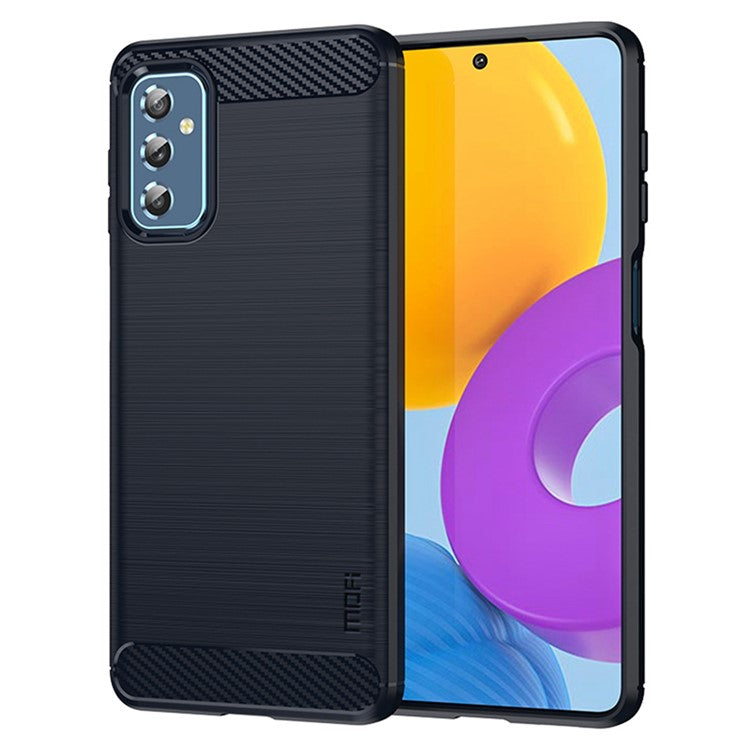 MOFI Brushed Carbon Fiber Design Case Shockproof Anti-drop Soft TPU Cover Shell for Samsung Galaxy M52 5G - Blue