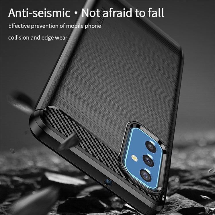 MOFI Brushed Carbon Fiber Design Case Shockproof Anti-drop Soft TPU Cover Shell for Samsung Galaxy M52 5G - Blue
