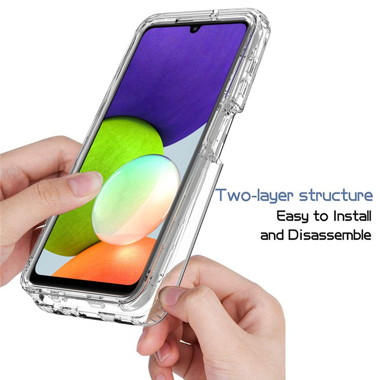 Gradient Color Design Drop-proof Transparent TPU + PC Detachable Phone Shell Case for Samsung Galaxy A22 4G (EU Version) - Purple