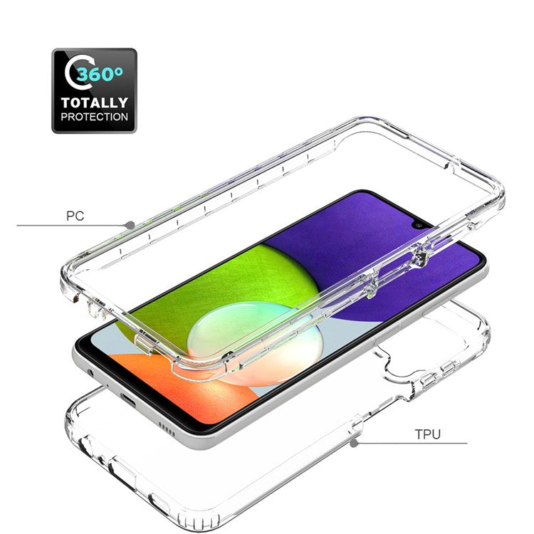 Gradient Color Design Drop-proof Transparent TPU + PC Detachable Phone Shell Case for Samsung Galaxy A22 4G (EU Version) - Purple