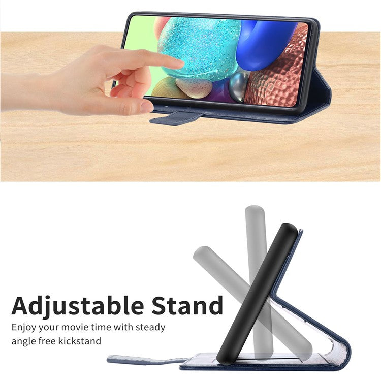 PU Leather Imprinted Y-shaped Lines Magnetic Supporting Stand Flip Wallet Phone Cover with Strap for Samsung Galaxy A53 5G - Blue