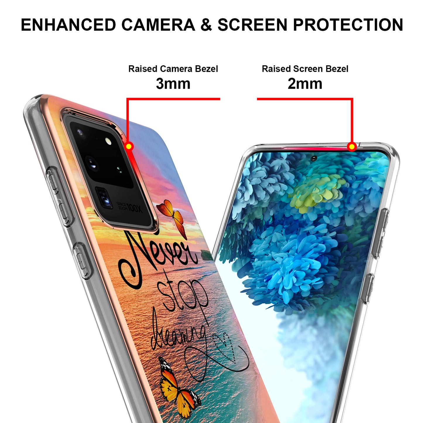 Light Slim Marble Design Electroplating Skin Touch IMD IML Soft TPU Phone Case Cover for Samsung Galaxy S20 Ultra - Never Stop Dreaming