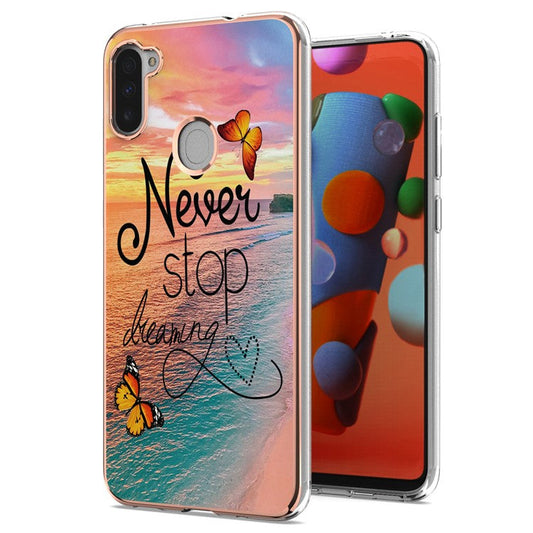 Drop-proof Slim Marble Design IML IMD Electroplating Soft TPU Phone Case for Samsung Galaxy M11/A11 (EU Version) - Never Stop Dreaming