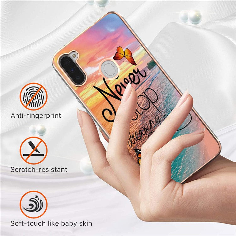 Drop-proof Slim Marble Design IML IMD Electroplating Soft TPU Phone Case for Samsung Galaxy M11/A11 (EU Version) - Never Stop Dreaming
