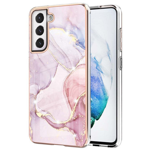 Fashion Marble Pattern IMD Shockproof Anti-Fall TPU Back Shell for Samsung Galaxy S21 FE 5G - Rose Gold 005