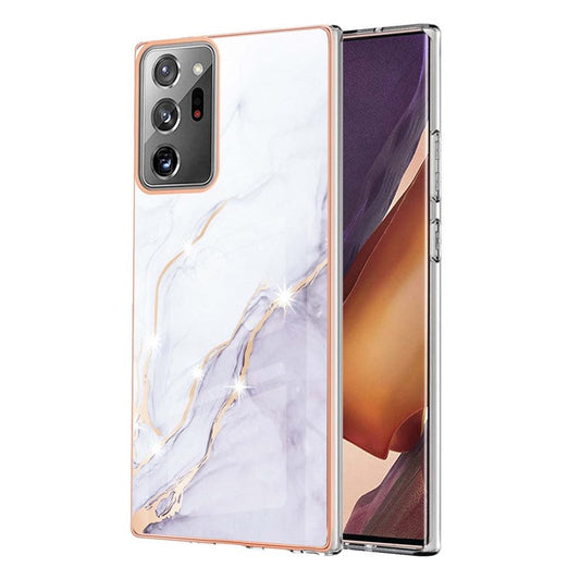 IMD Shockproof Flexible TPU Marble Pattern Cover Phone Case for Samsung Galaxy Note20 Ultra/Note20 Ultra 5G - White 006
