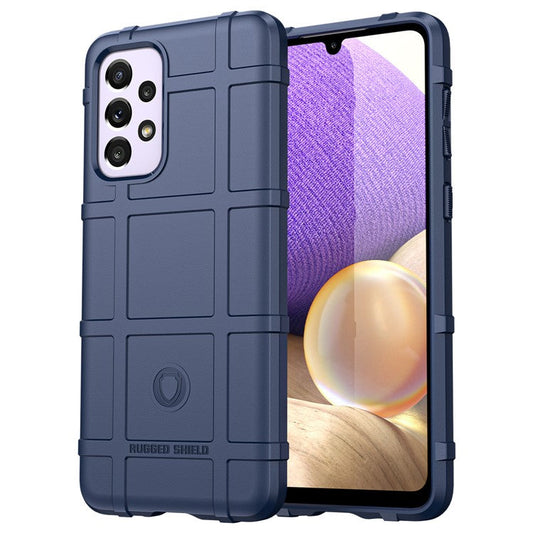 Rugged Square Grid Design Thickened TPU Drop Protection Shockproof Phone Case for Samsung Galaxy A33 5G - Blue