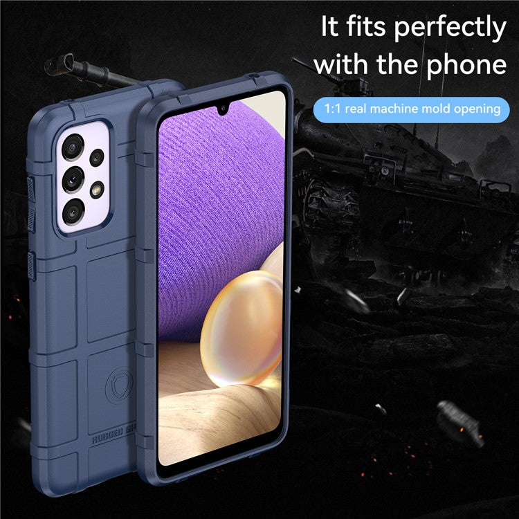 Rugged Square Grid Design Thickened TPU Drop Protection Shockproof Phone Case for Samsung Galaxy A33 5G - Blue