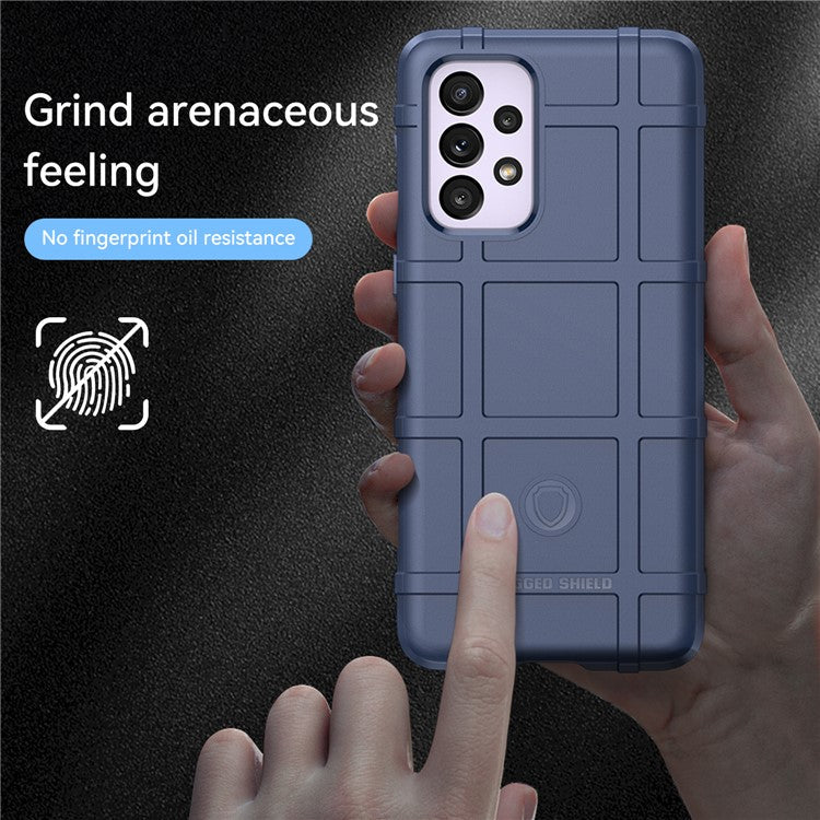 Rugged Square Grid Design Thickened TPU Drop Protection Shockproof Phone Case for Samsung Galaxy A33 5G - Blue