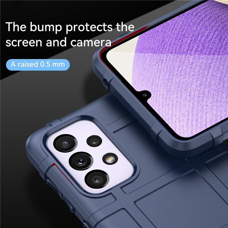 Rugged Square Grid Design Thickened TPU Drop Protection Shockproof Phone Case for Samsung Galaxy A33 5G - Blue
