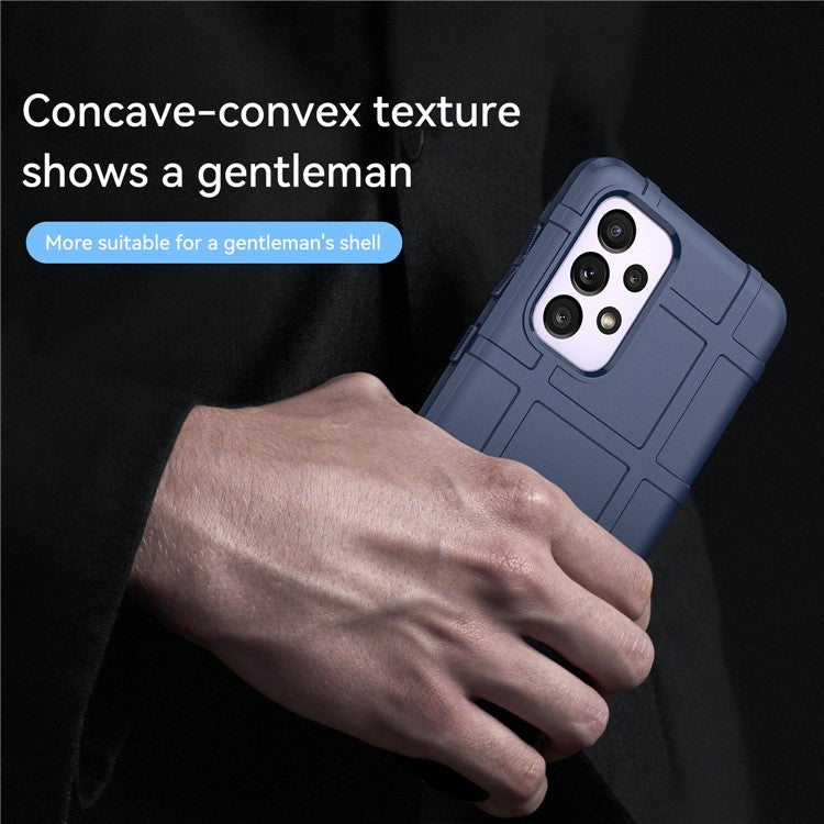 Rugged Square Grid Design Thickened TPU Drop Protection Shockproof Phone Case for Samsung Galaxy A33 5G - Blue