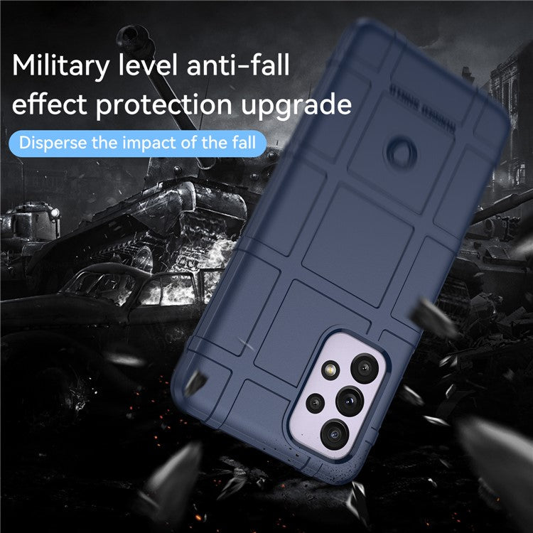 Rugged Square Grid Design Thickened TPU Drop Protection Shockproof Phone Case for Samsung Galaxy A33 5G - Blue
