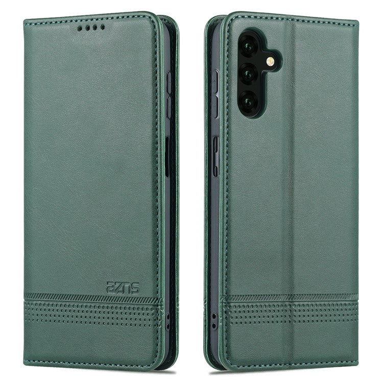 AZNS Drop-proof Auto-absorbed Wallet Design PU Leather Protective Phone Stand Cover Case for Samsung Galaxy A13 5G / A04s 4G (164.7 x 76.7 x 9.1 mm) - Green