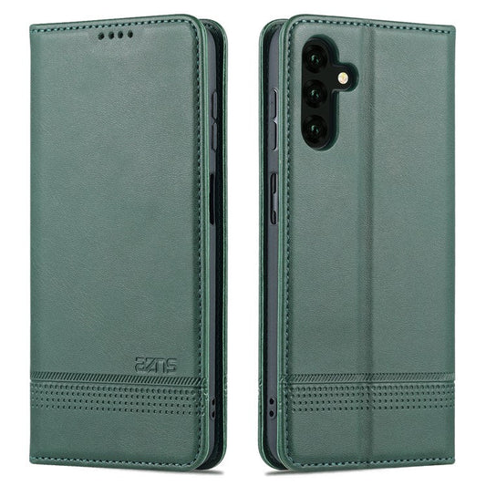 AZNS Drop-proof Auto-absorbed Wallet Design PU Leather Protective Phone Stand Cover Case for Samsung Galaxy A13 5G / A04s 4G (164.7 x 76.7 x 9.1 mm) - Green