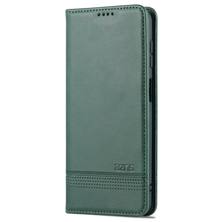 AZNS Drop-proof Auto-absorbed Wallet Design PU Leather Protective Phone Stand Cover Case for Samsung Galaxy A13 5G / A04s 4G (164.7 x 76.7 x 9.1 mm) - Green
