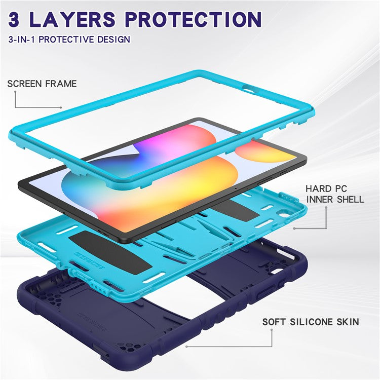 PC + Silicone Tablet Case Cover for Samsung Galaxy Tab S6 Lite (2024) P620 / S6 Lite (2022) / S6 Lite (2020) P610 / P615 - Navy Blue / Blue