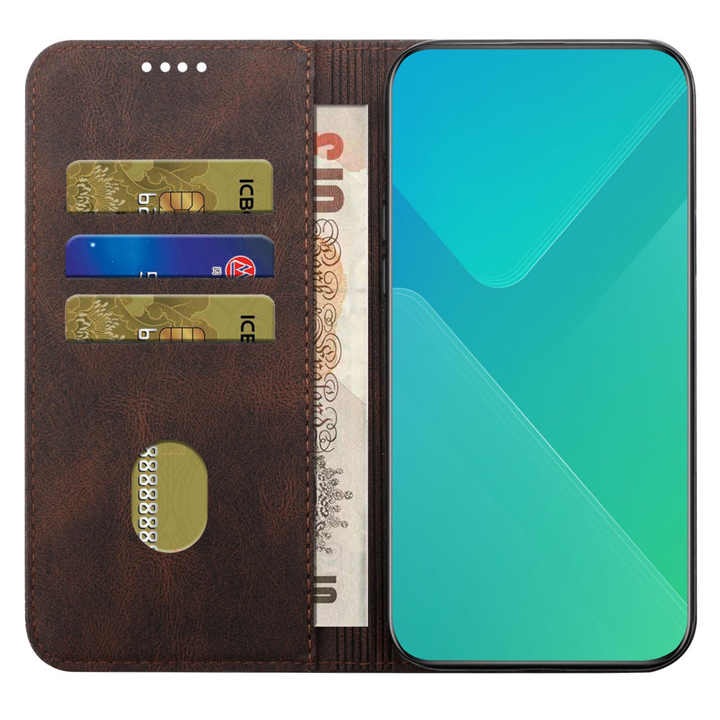 Foldable Stand Magnetic Auto Closure Leather Phone Case with Wallet for Samsung Galaxy S20 FE 2022/S20 FE/S20 FE 5G/S20 Lite - Brown