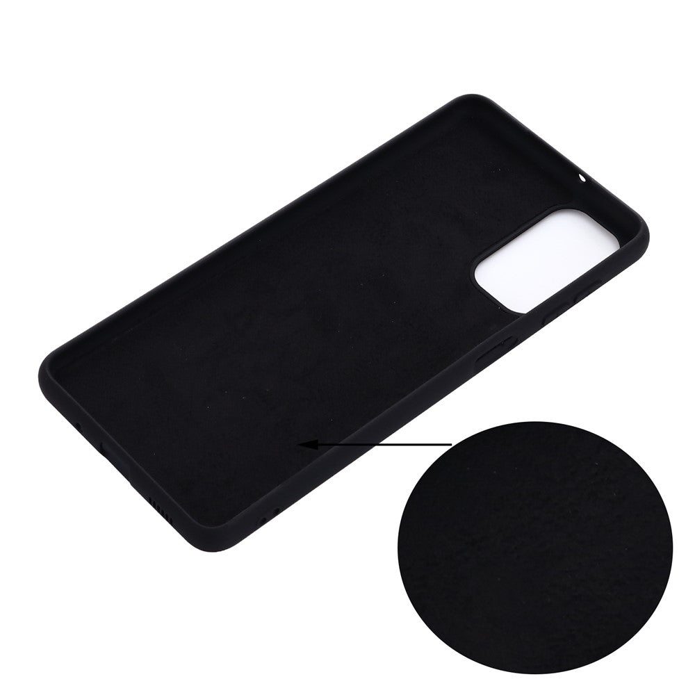 Soft Liquid Silicone Anti-drop Phone Protective Back Case Cover with Wrist Strap for Samsung Galaxy M52 5G - Black