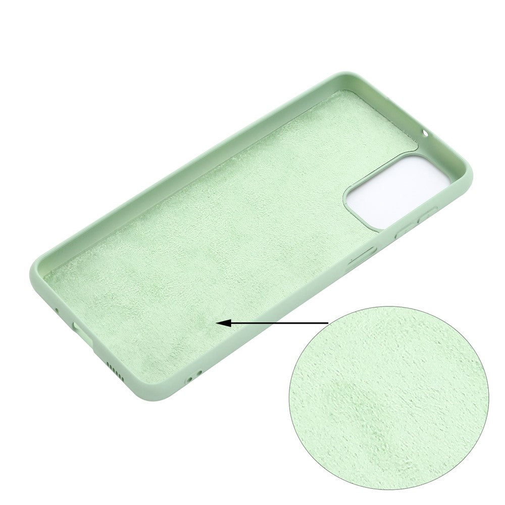 Soft Liquid Silicone Anti-drop Phone Protective Back Case Cover with Wrist Strap for Samsung Galaxy M52 5G - Green