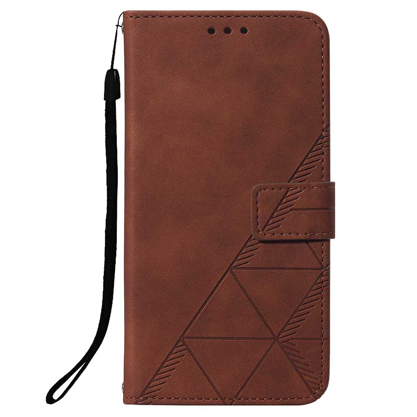 PU Leather Wallet Case Stand Lines Imprinted Flip Protective Cover with Strap for Samsung Galaxy S20 FE 2022/S20 FE/S20 FE 5G / S20 Lite - Brown