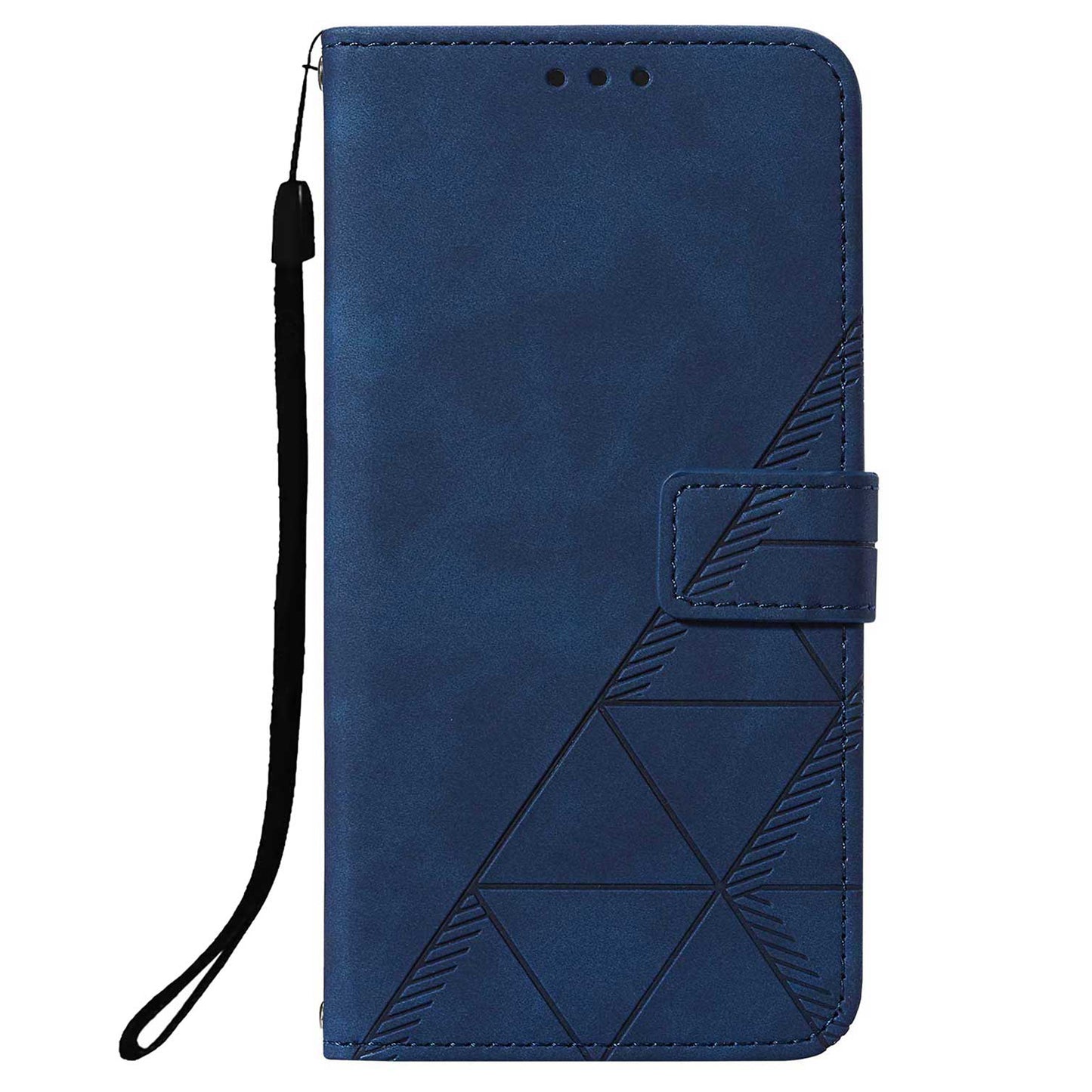 PU Leather Wallet Case Stand Lines Imprinted Flip Protective Cover with Strap for Samsung Galaxy S20 FE 2022/S20 FE/S20 FE 5G / S20 Lite - Sapphire