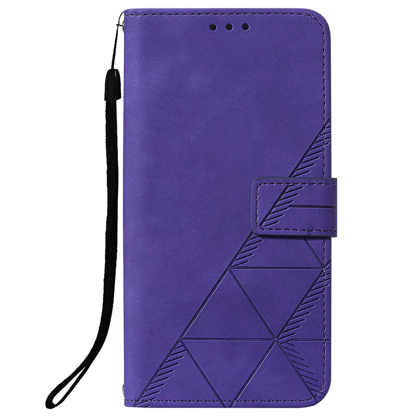 PU Leather Wallet Case Stand Lines Imprinted Flip Protective Cover with Strap for Samsung Galaxy S20 FE 2022/S20 FE/S20 FE 5G / S20 Lite - Purple