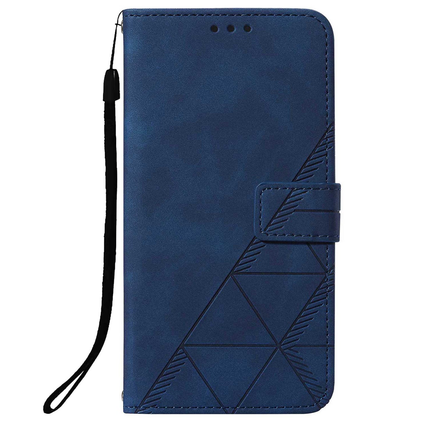 Imprinting Lines PU Leather Folio Flip Wallet Case Stand Magnetic Closure TPU Interior Phone Cover with Strap for Samsung Galaxy S20 Ultra - Sapphire