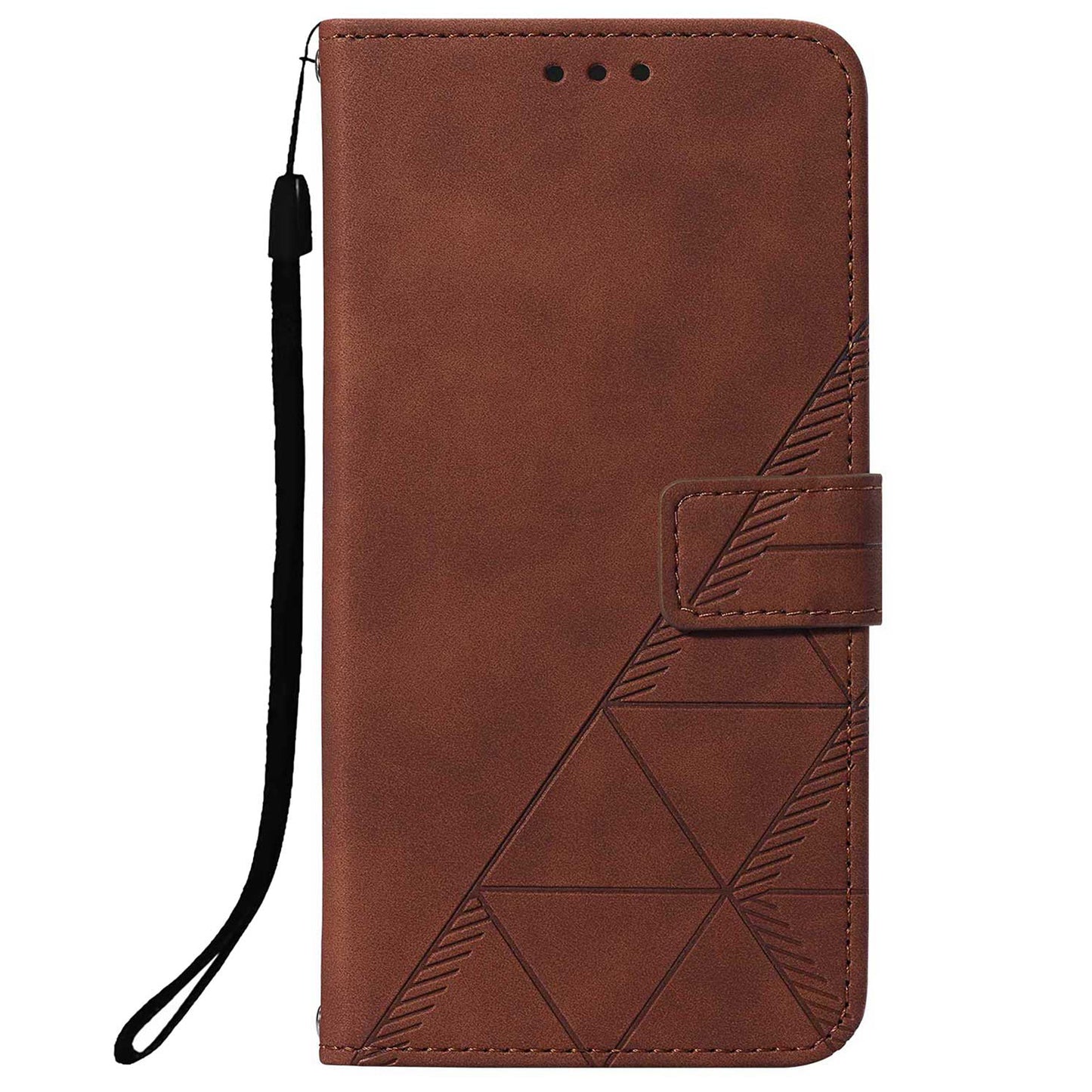 PU Leather + TPU Imprinting Lines Wallet Stand Phone Case Shell for Samsung Galaxy S20 Plus 4G/5G - Brown