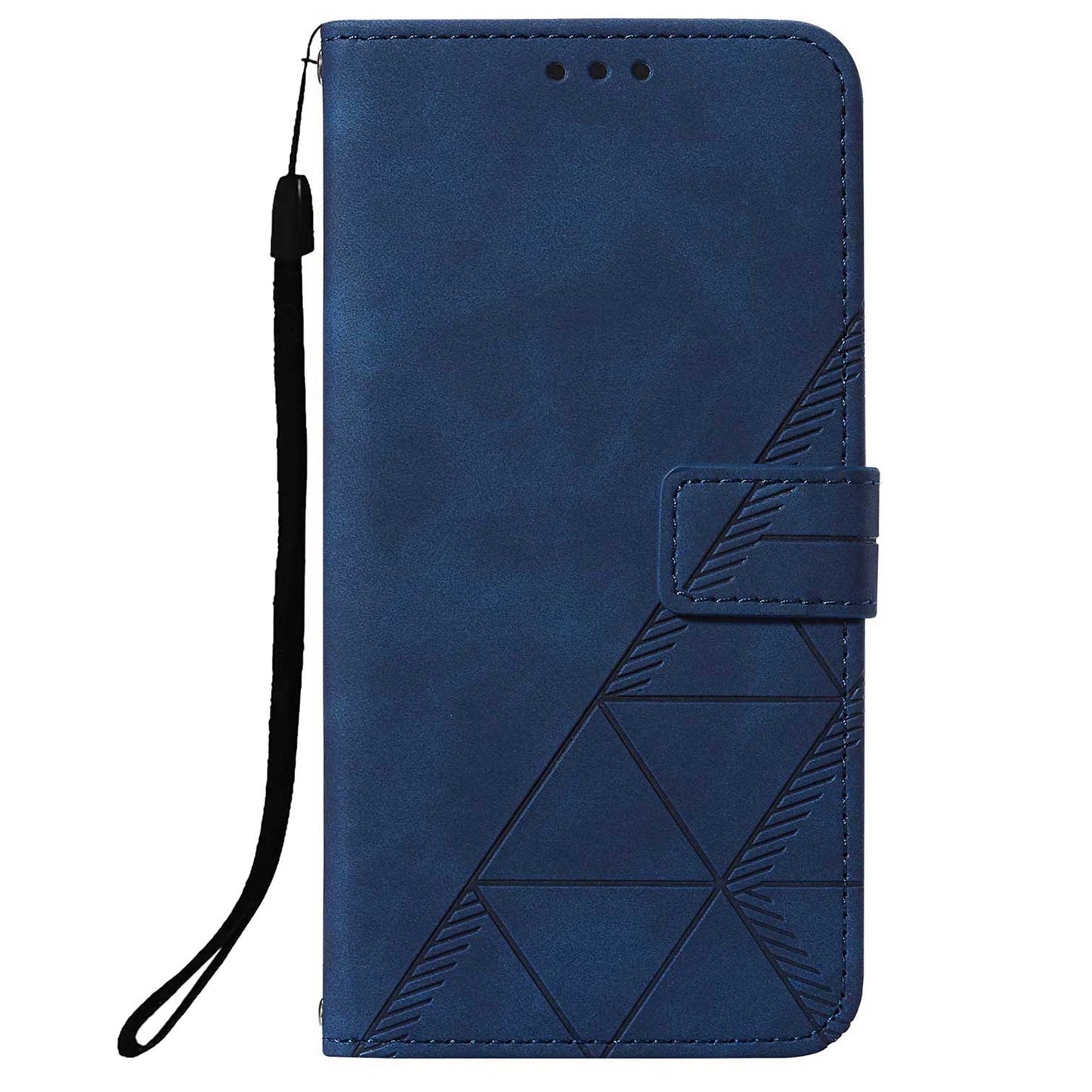 PU Leather + TPU Imprinting Lines Wallet Stand Phone Case Shell for Samsung Galaxy S20 Plus 4G/5G - Sapphire