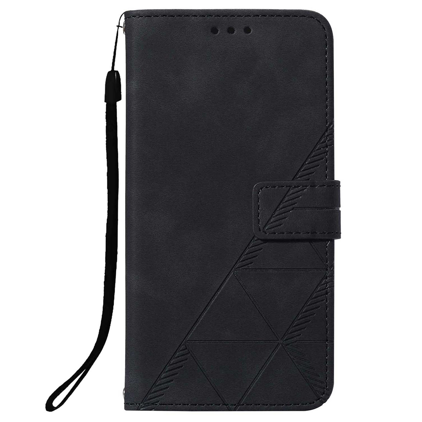 PU Leather + TPU Imprinting Lines Wallet Stand Phone Case Shell for Samsung Galaxy S20 Plus 4G / 5G - Black