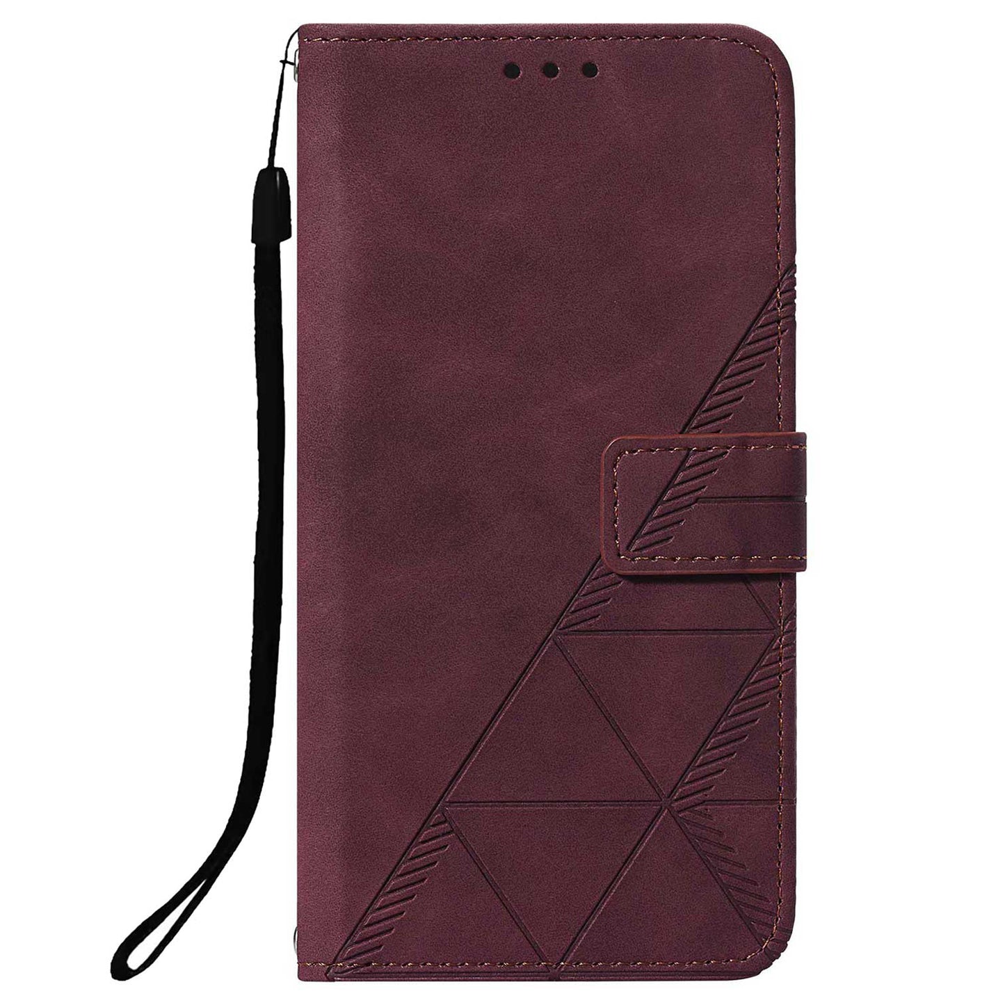 PU Leather + TPU Imprinting Lines Wallet Stand Phone Case Shell for Samsung Galaxy S20 Plus 4G/5G - Wine Red