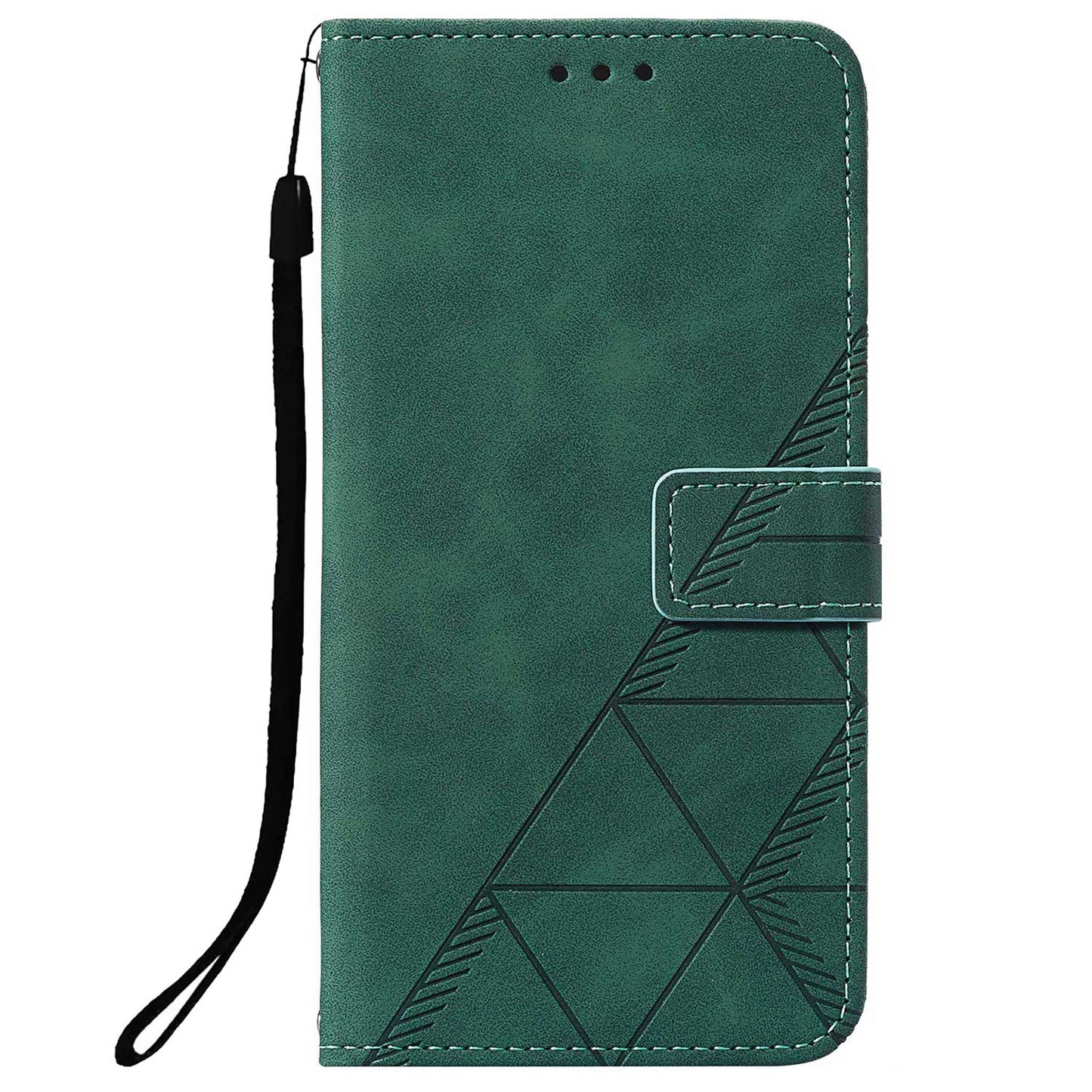 PU Leather + TPU Imprinting Lines Wallet Stand Phone Case Shell for Samsung Galaxy S20 Plus 4G/5G - Blackish Green