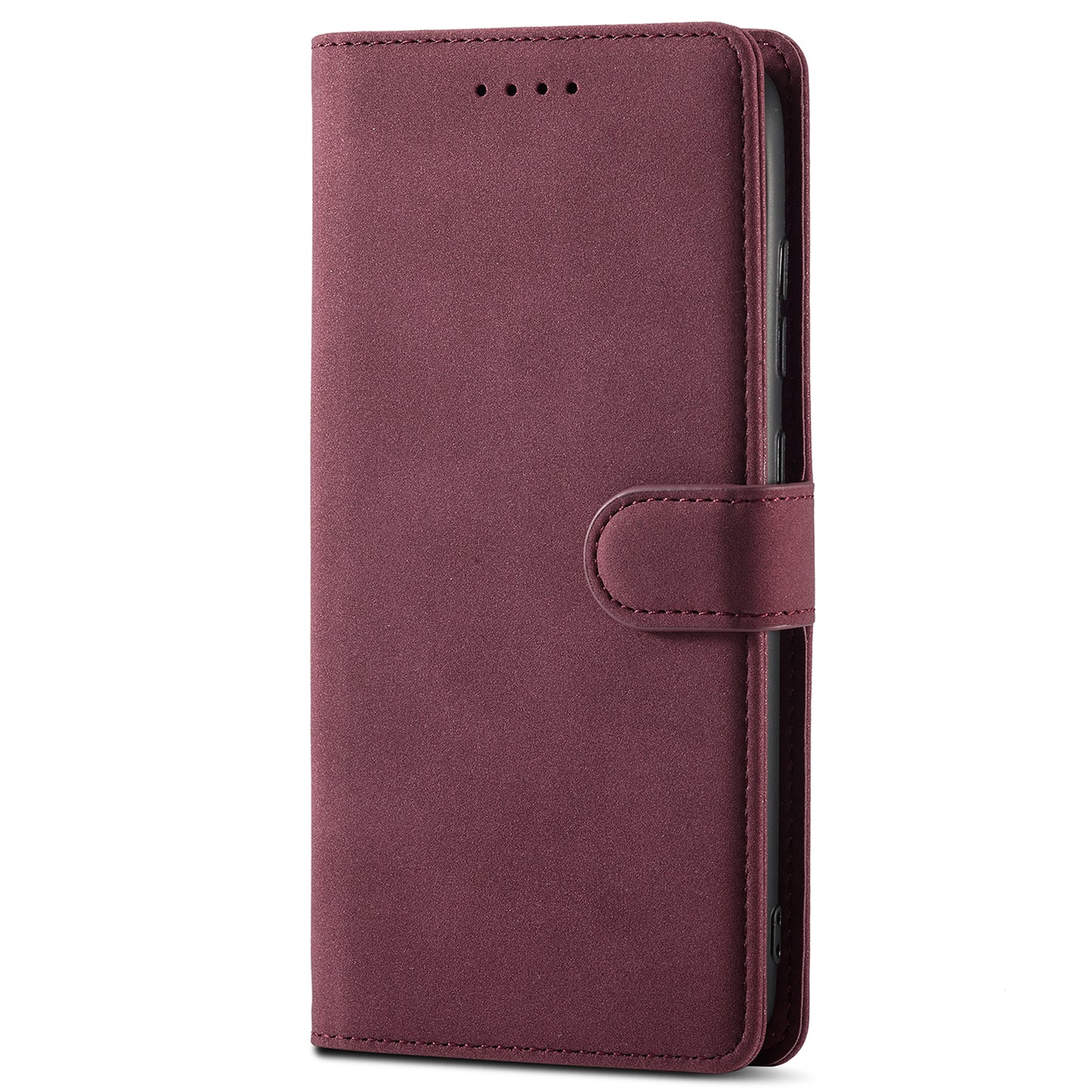 RFID Blocking Anti-scratch Matte Anti-fall PU Leather Stand Wallet Design Phone Case Cover for Samsung Galaxy S20 FE 2022/S20 FE/S20 FE 5G/S20 Lite - Wine Red
